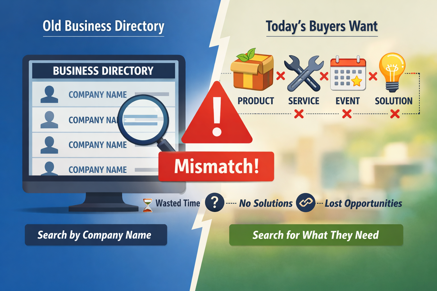 Traditional business directories problem illustration